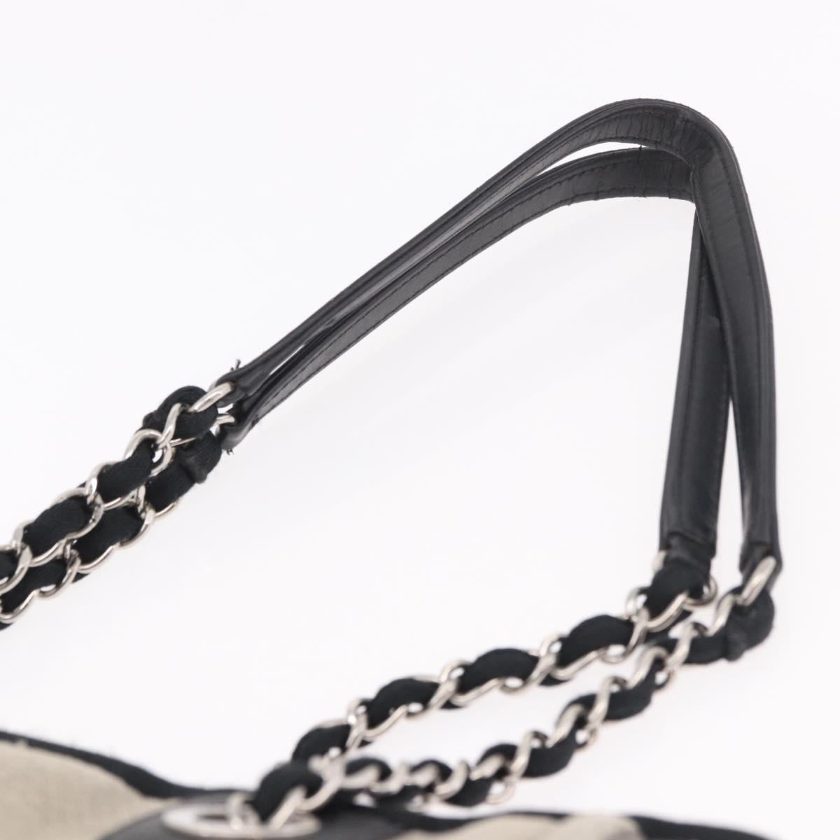 CHANEL Deauville Line Chain Tote Bag Canvas Gray Silver CC Auth bs35696 - Jerrillo image 10
