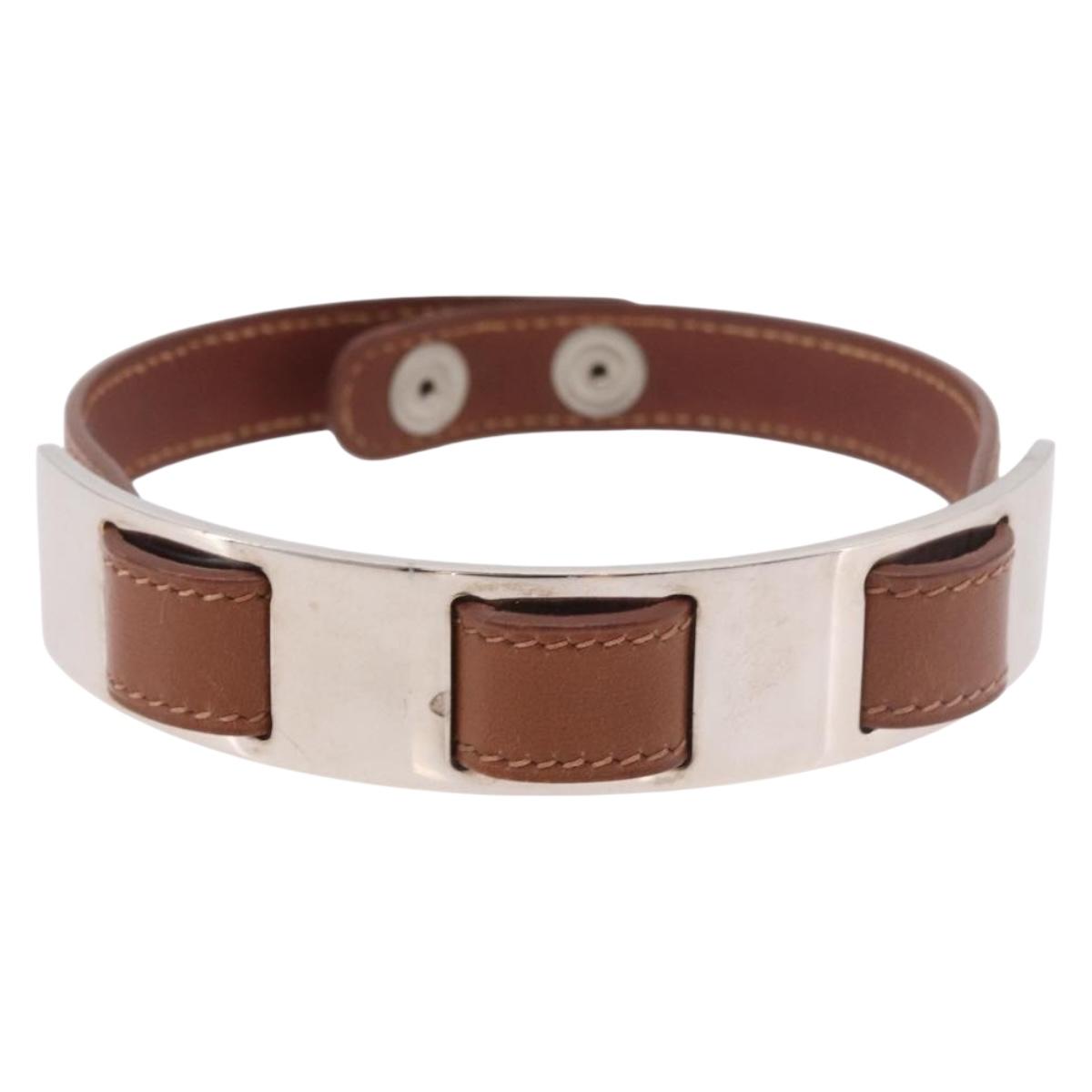 Bracciale HERMES in pelle marrone e argento, autentico bs35719A - Jerrillo image 2