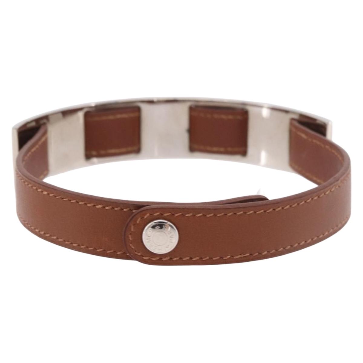 Bracciale HERMES in pelle marrone e argento, autentico bs35719A - Jerrillo image 3
