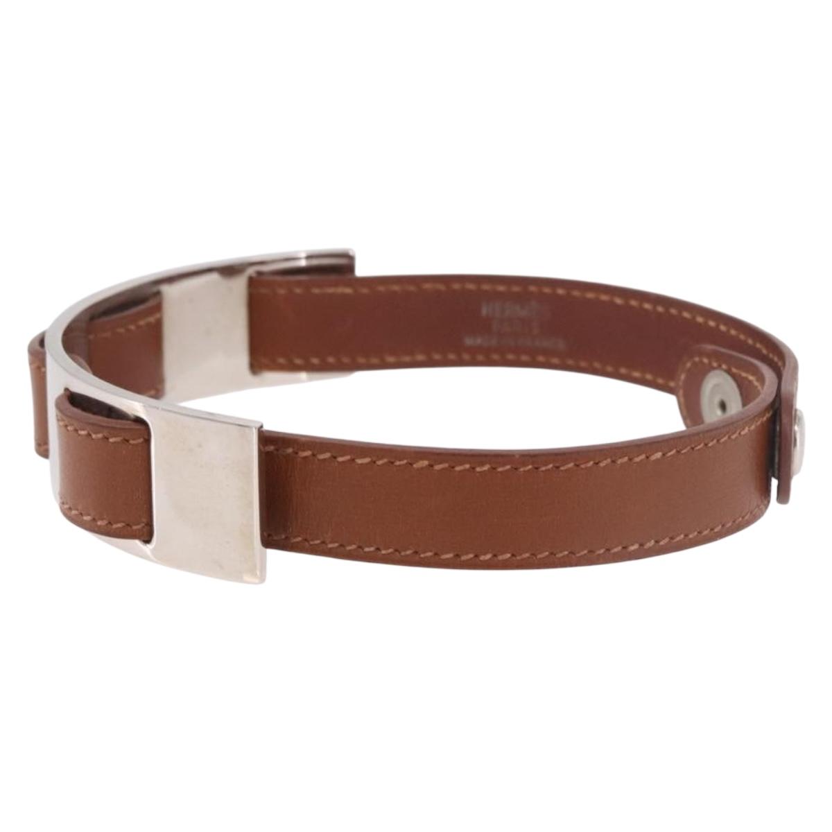 Bracciale HERMES in pelle marrone e argento, autentico bs35719A - Jerrillo image 4