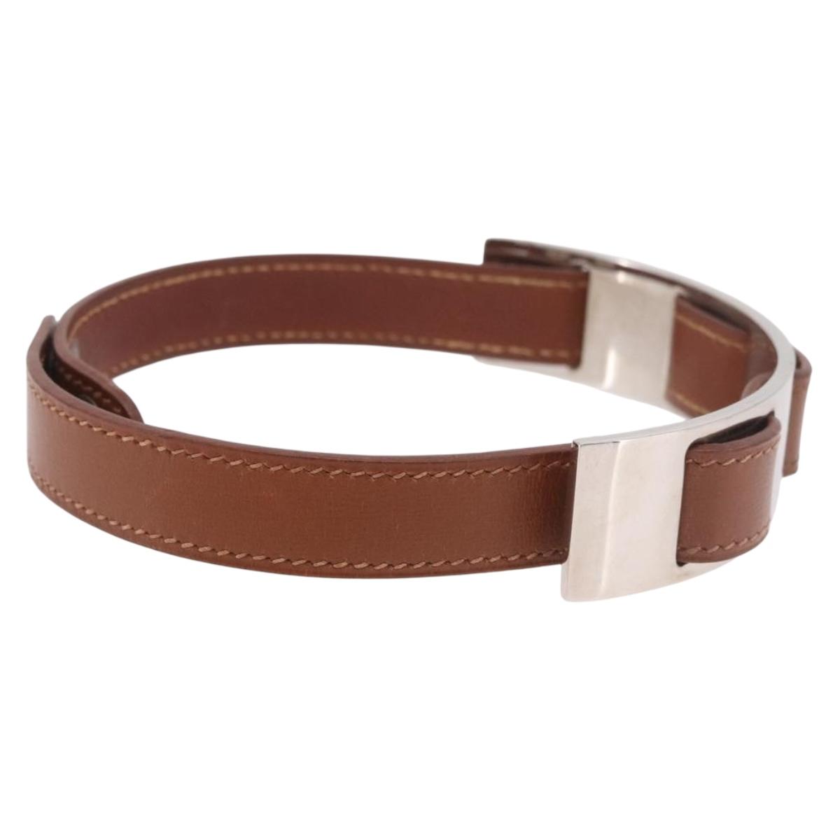 Bracciale HERMES in pelle marrone e argento, autentico bs35719A - Jerrillo image 5