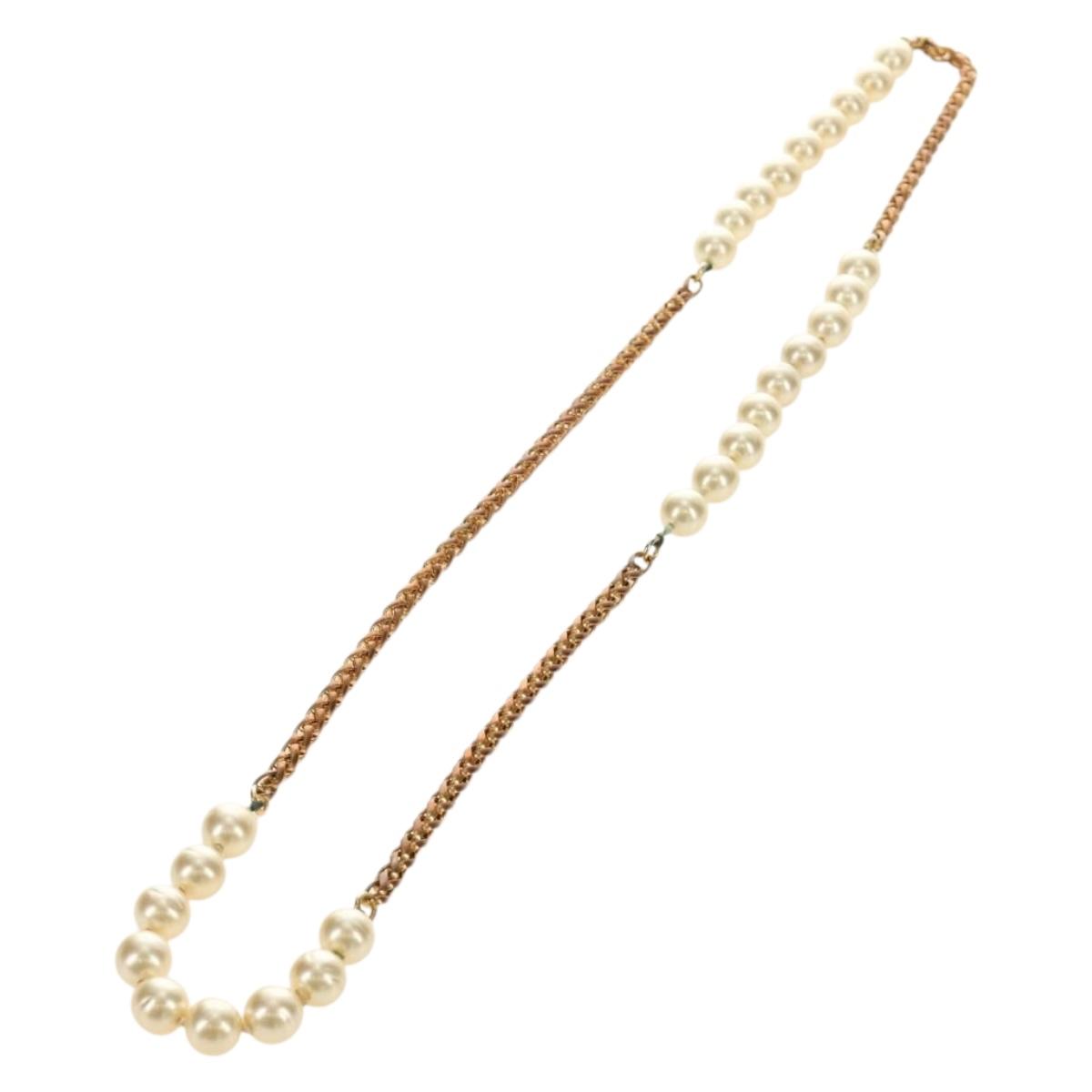 CHANEL Necklace Metal Pearl Gold White CC Auth bs35757V - Jerrillo image 2