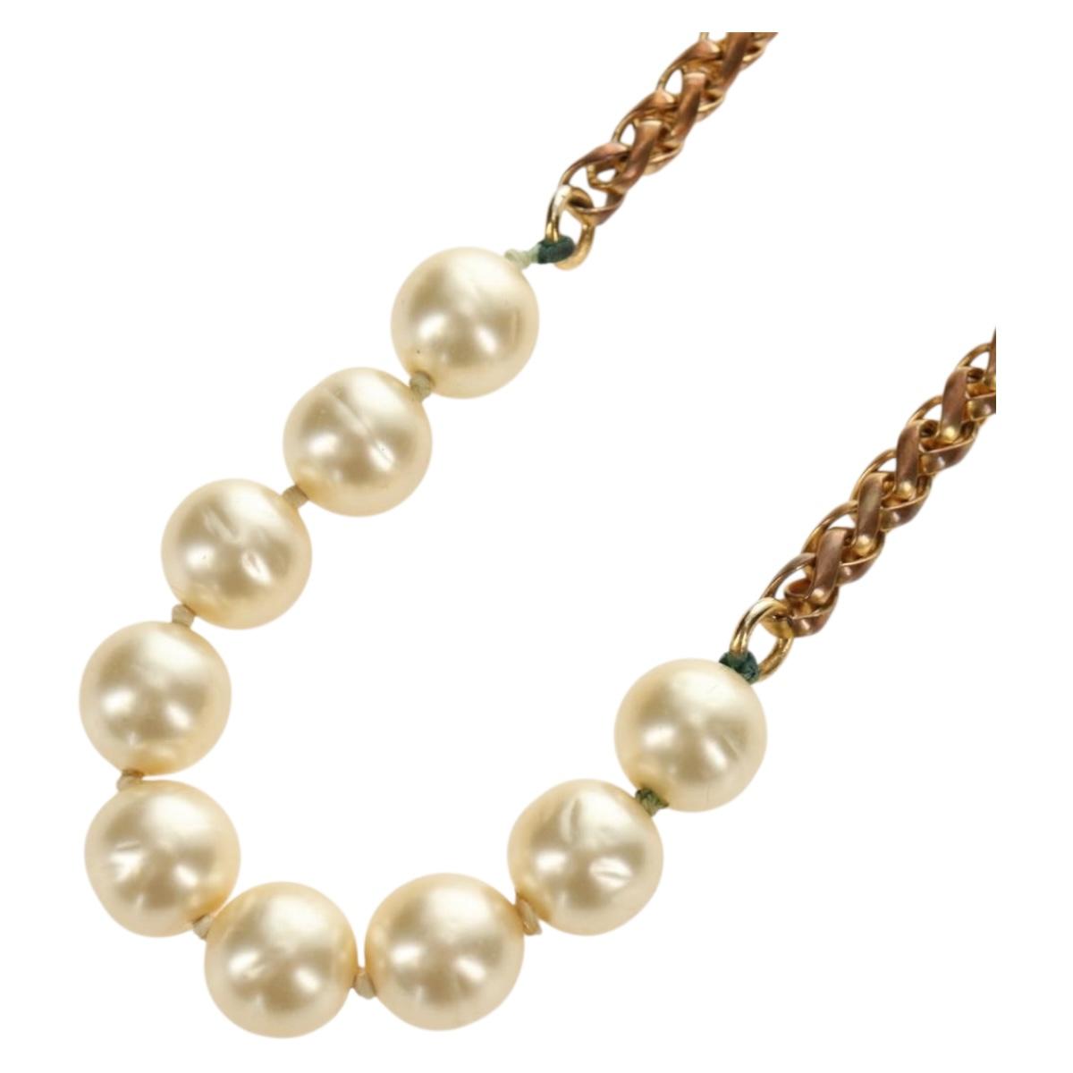 CHANEL Necklace Metal Pearl Gold White CC Auth bs35757V - Jerrillo image 3
