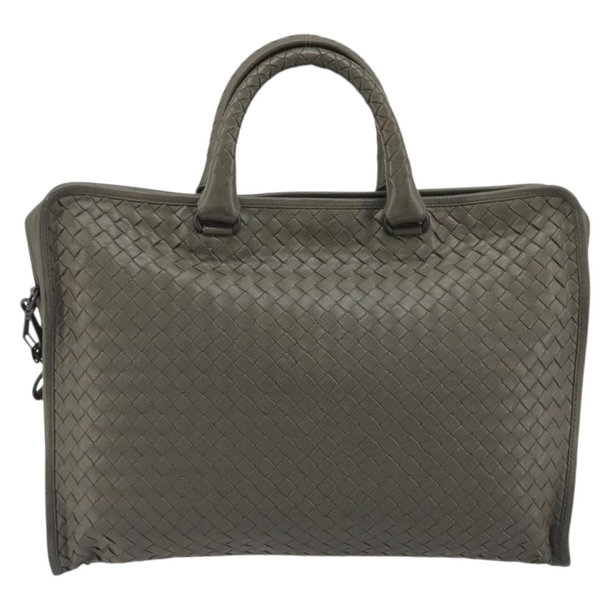 BOTTEGA VENETA INTRECCIATO Business Bag Leather 2way Gray Auth bs35785 - Jerrillo image 2