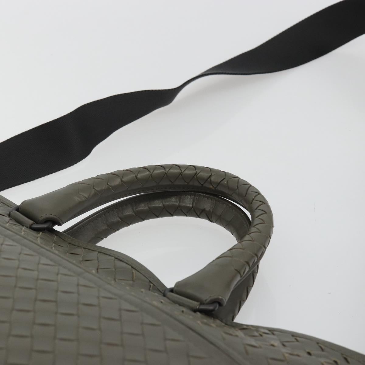 BOTTEGA VENETA INTRECCIATO Business Bag Leather 2way Gray Auth bs35785 - Jerrillo image 8
