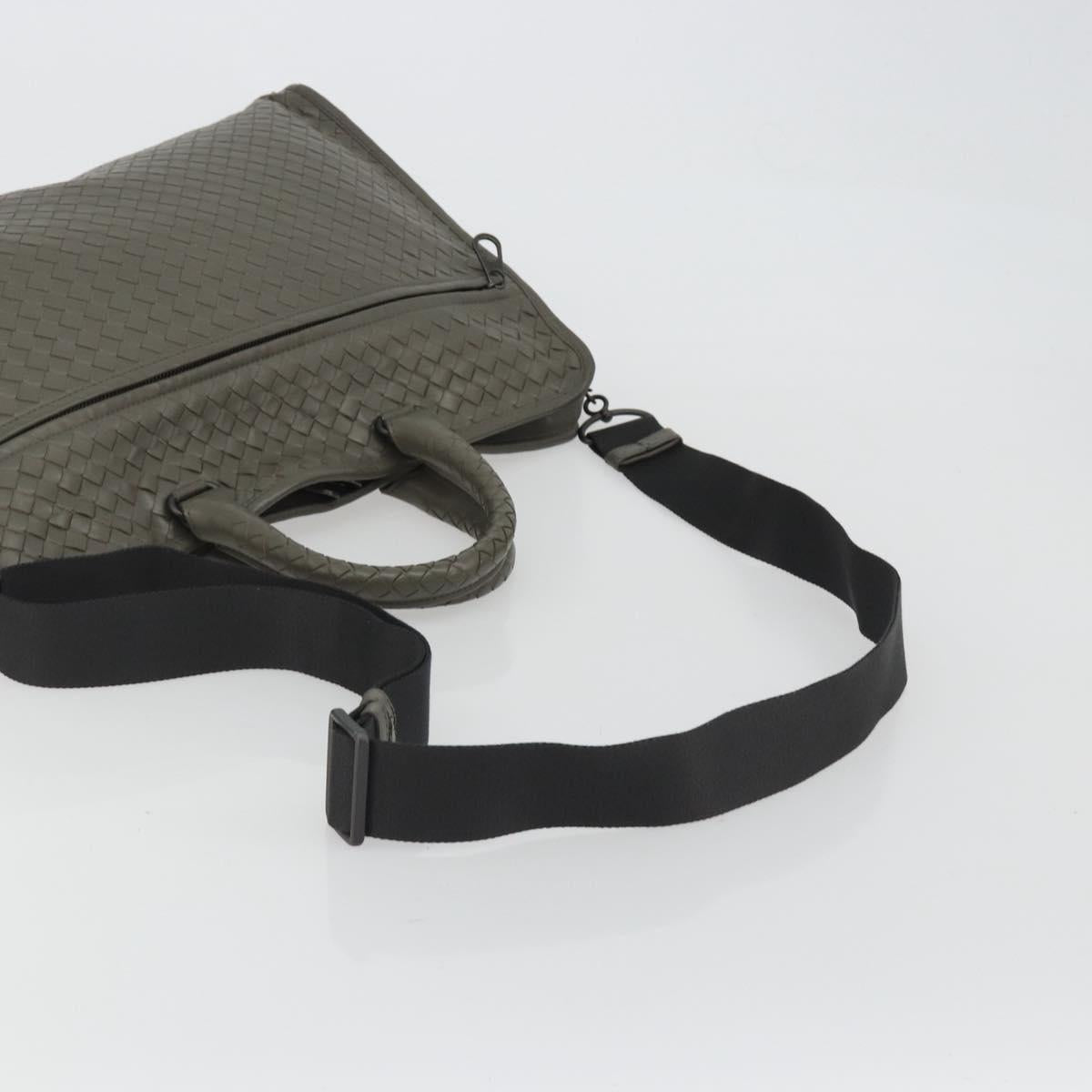 BOTTEGA VENETA INTRECCIATO Business Bag Leather 2way Gray Auth bs35785 - Jerrillo image 9