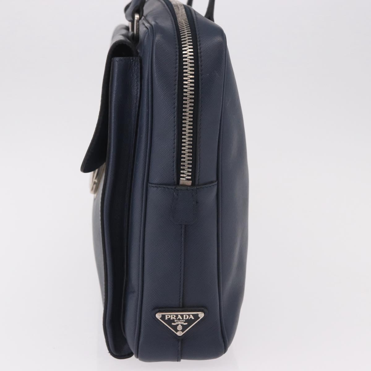 PRADA Business Bag Saffiano leather Blue Silver Auth bs35878 - Jerrillo image 3
