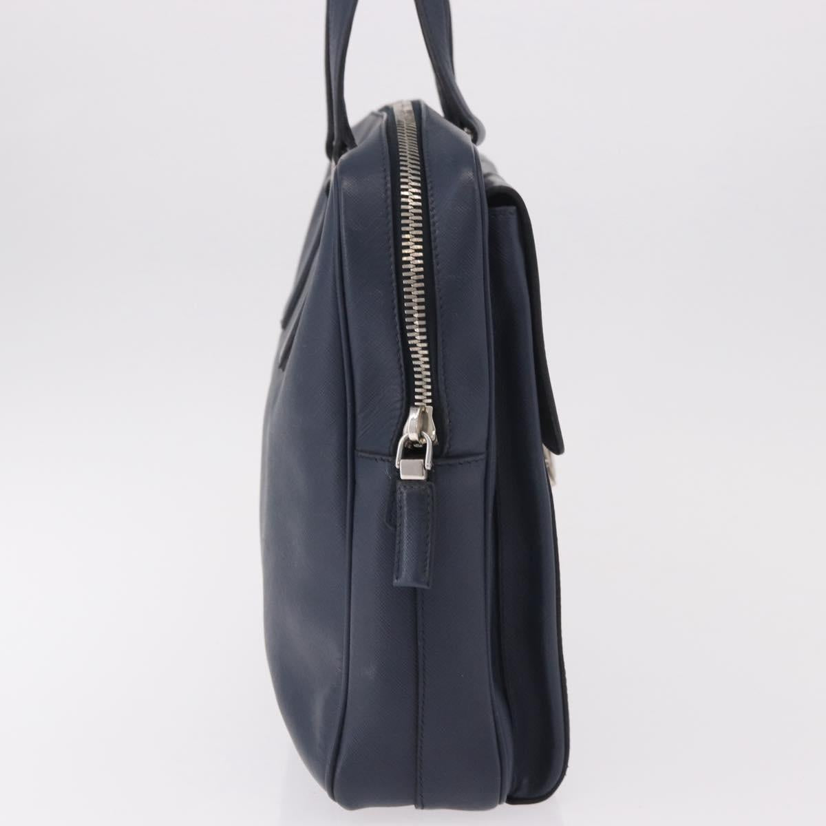 PRADA Business Bag Saffiano leather Blue Silver Auth bs35878 - Jerrillo image 4