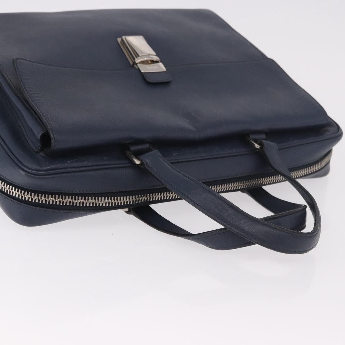PRADA Business Bag Saffiano leather Blue Silver Auth bs35878 - Jerrillo image 6