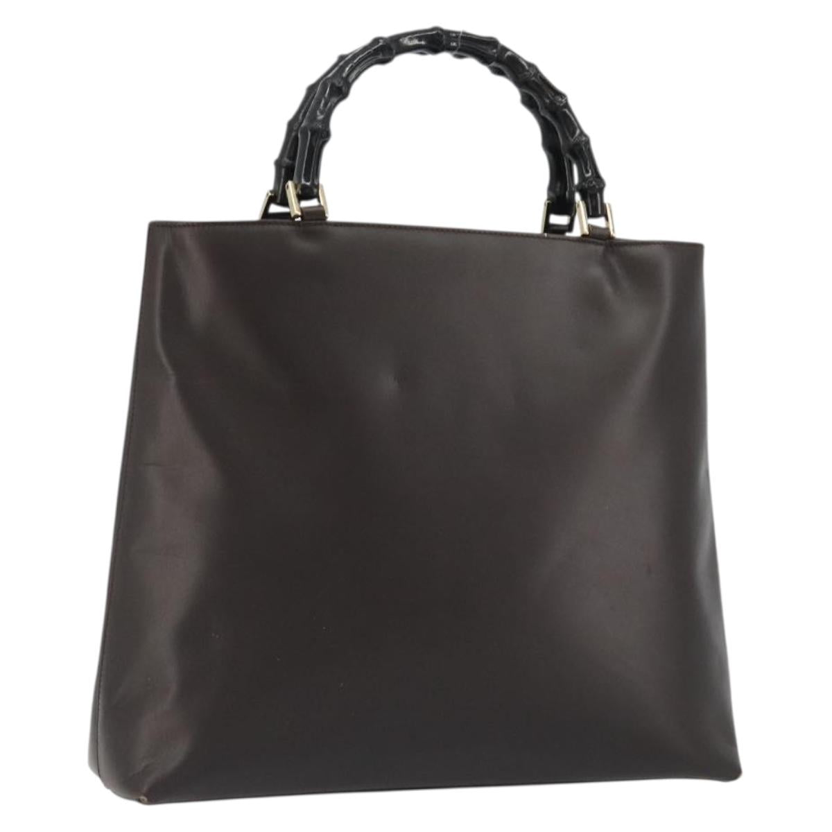 GUCCI Bamboo Hand Bag Leather Brown Gold 002 0505 Auth bs35974 - Jerrillo