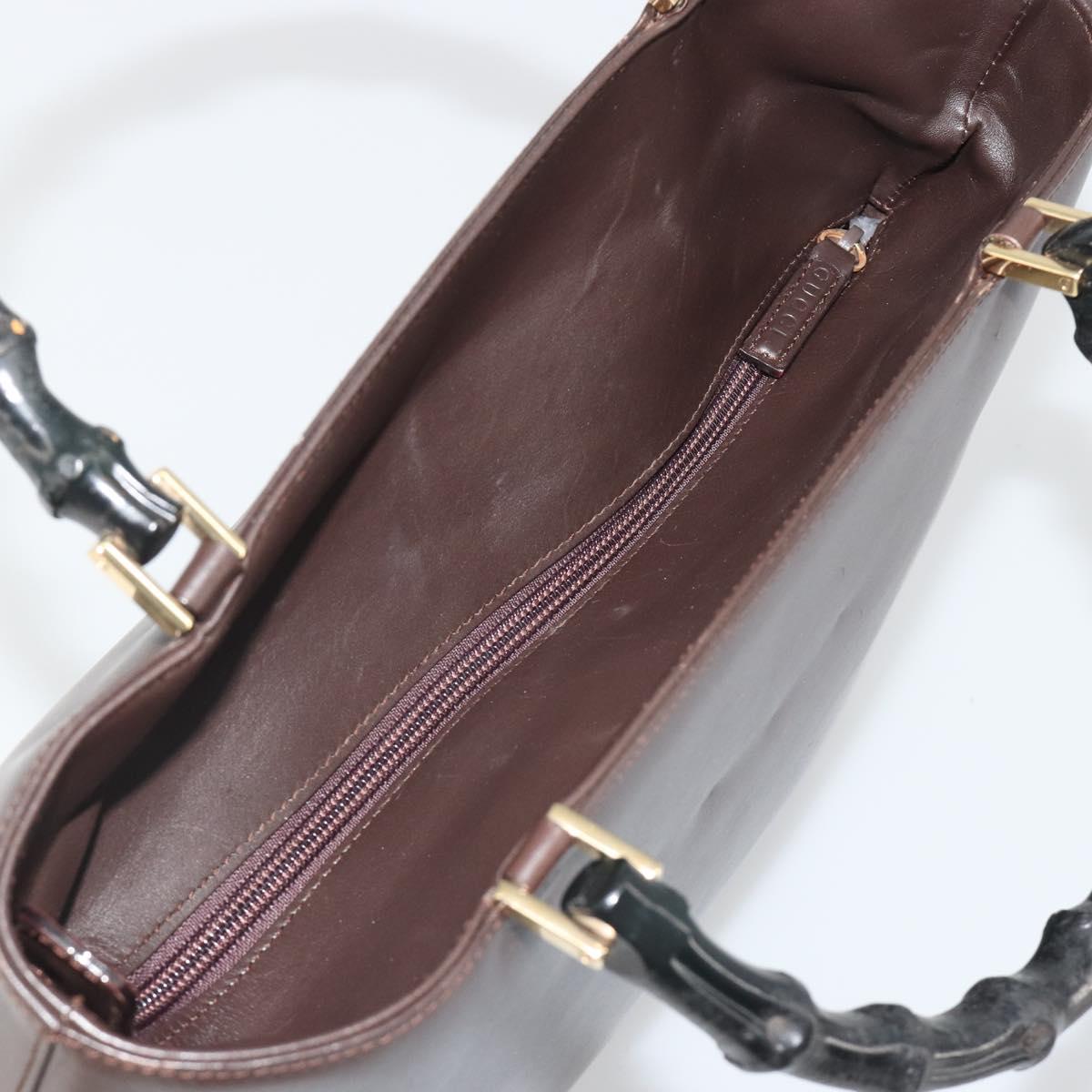 GUCCI Bamboo Hand Bag Leather Brown Gold 002 0505 Auth bs35974 - Jerrillo image 6