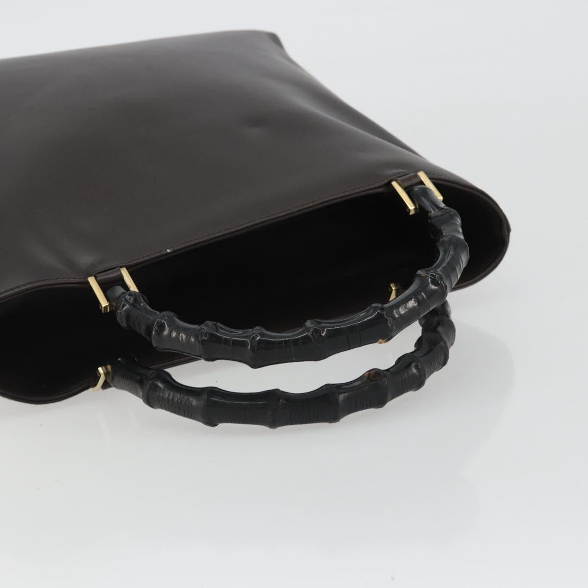GUCCI Bamboo Hand Bag Leather Brown Gold 002 0505 Auth bs35974 - Jerrillo image 7