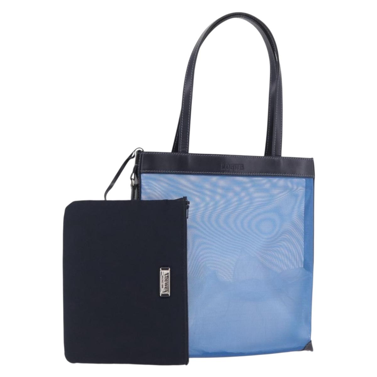 LOEWE Tote Bag Nylon Mesh Blue Silver Auth bs35980 - Jerrillo
