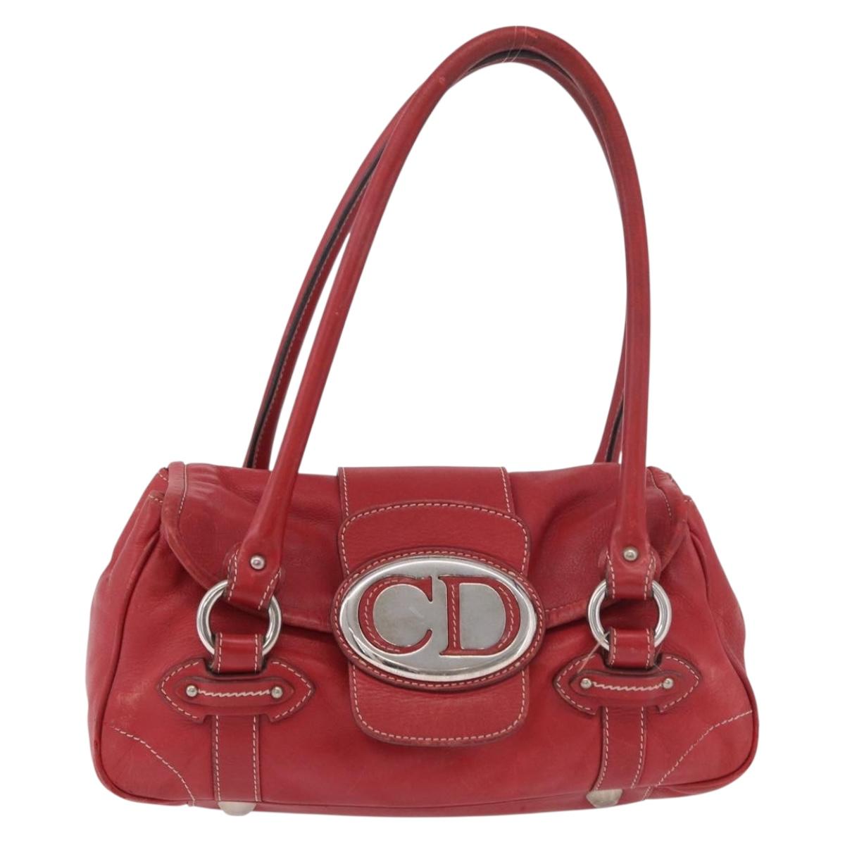 Christian Dior Hand Bag Leather Red Silver Auth bs35993 - Jerrillo image 2