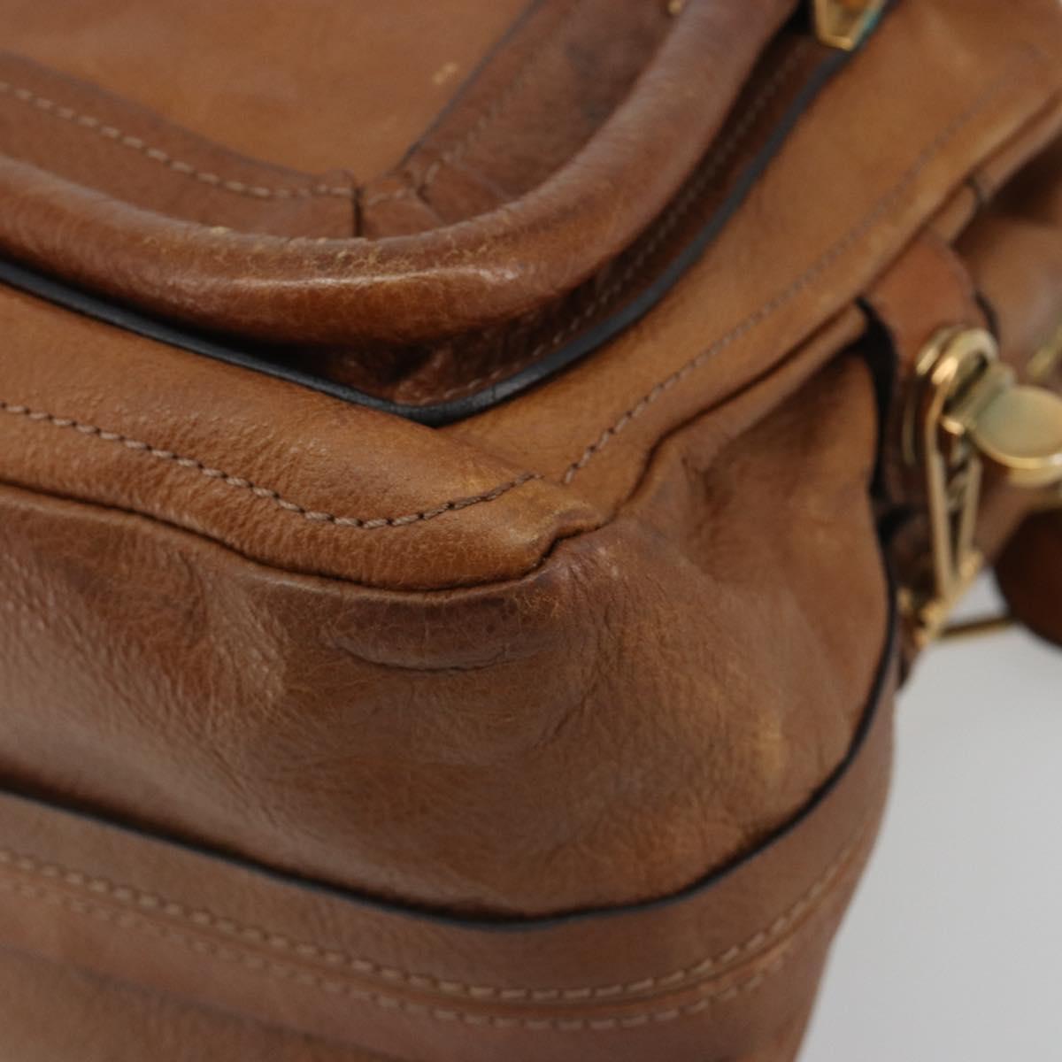 Chloe Paraty Hand Bag Leather Brown Gold Auth bs35996 - Jerrillo image 9