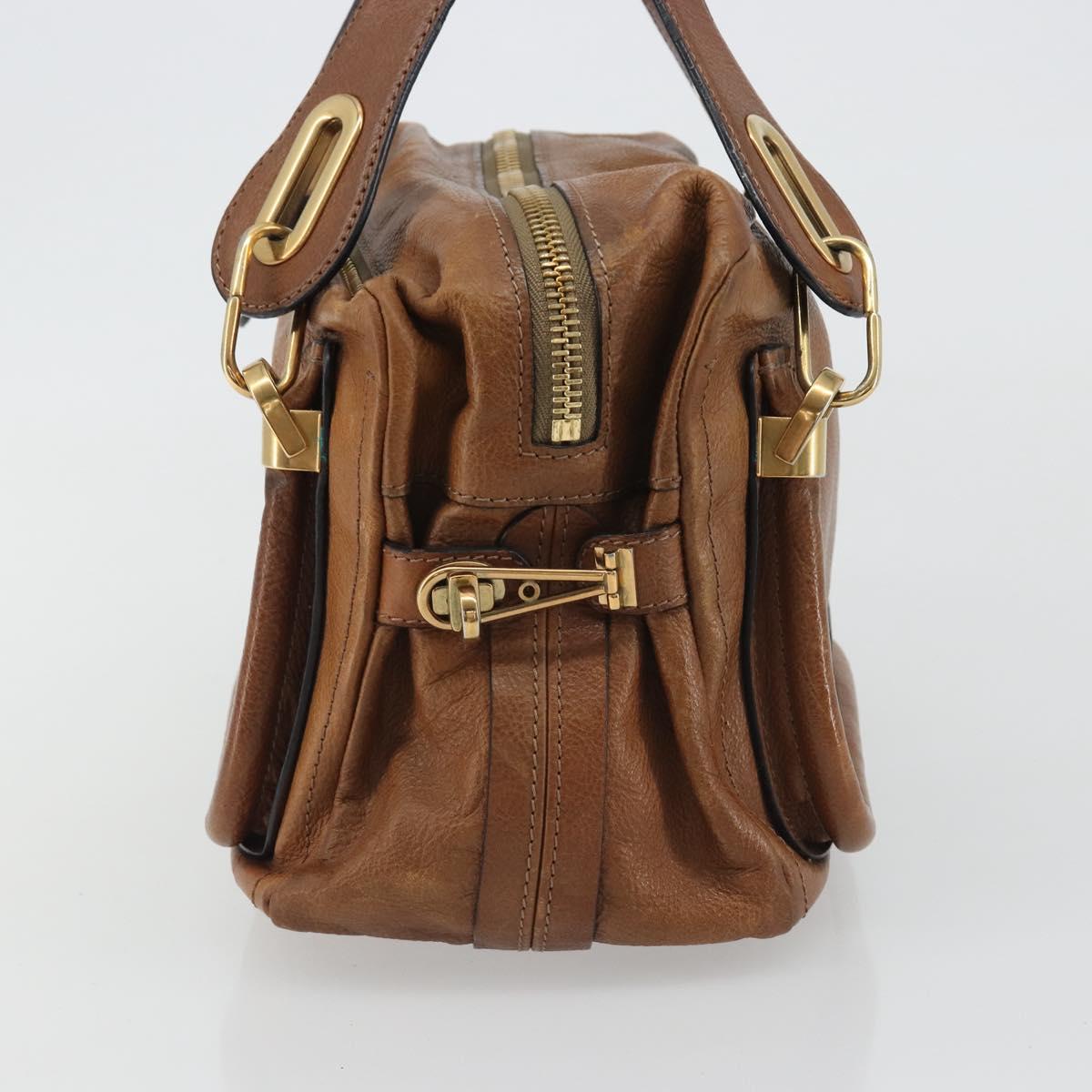 Chloe Paraty Hand Bag Leather Brown Gold Auth bs35996 - Jerrillo image 3