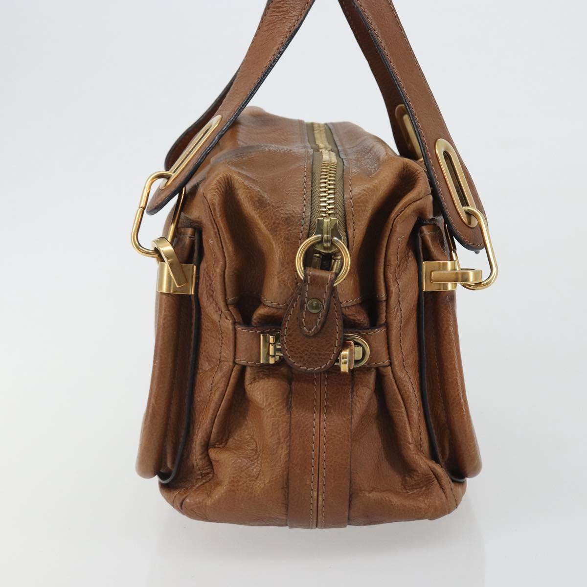 Chloe Paraty Hand Bag Leather Brown Gold Auth bs35996 - Jerrillo image 4