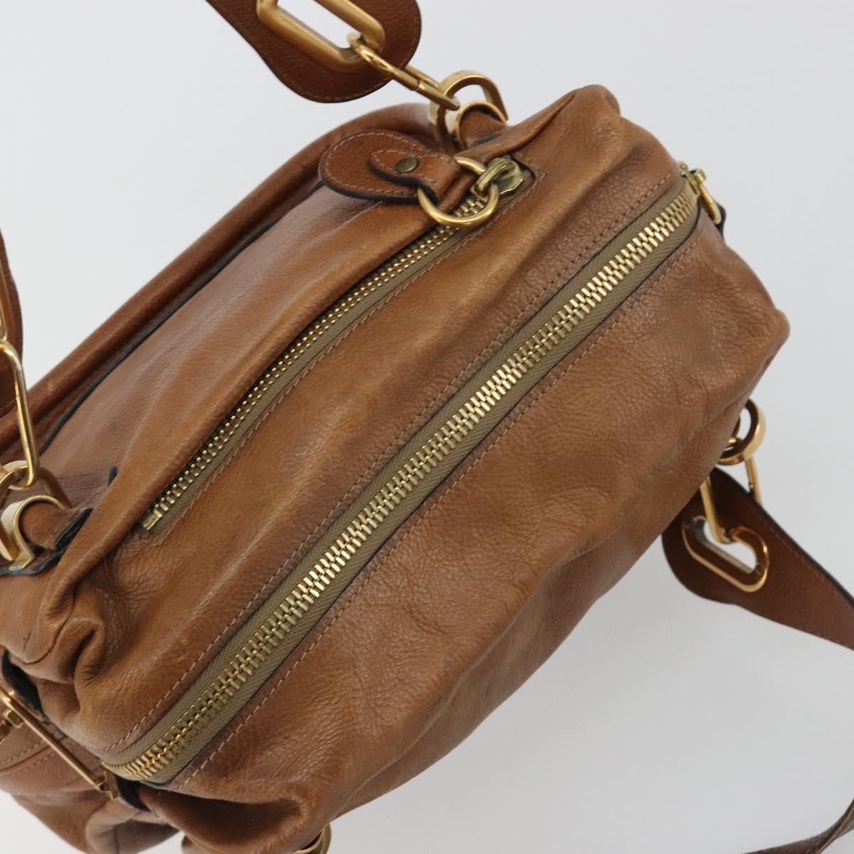Chloe Paraty Hand Bag Leather Brown Gold Auth bs35996 - Jerrillo image 6