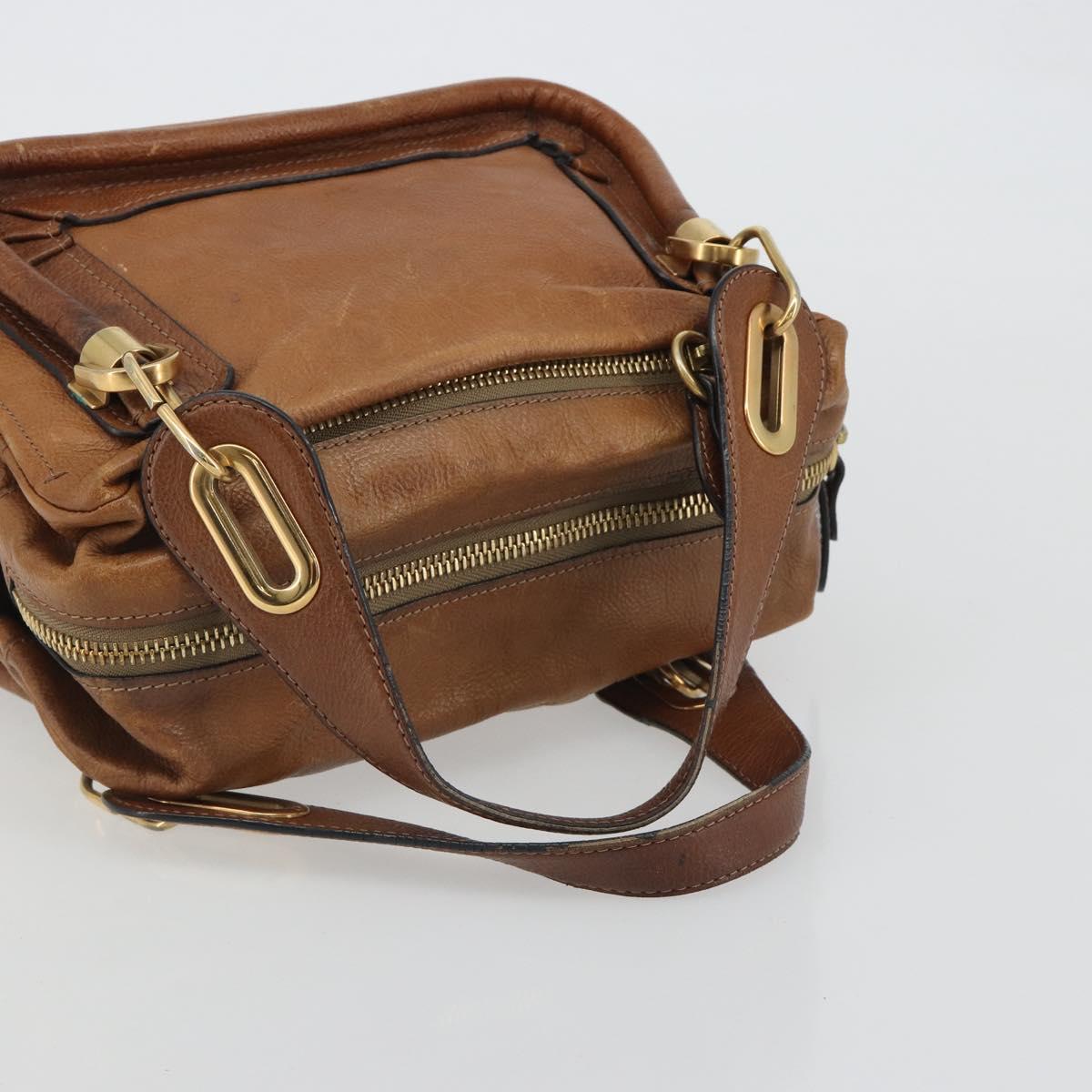 Chloe Paraty Hand Bag Leather Brown Gold Auth bs35996 - Jerrillo image 7