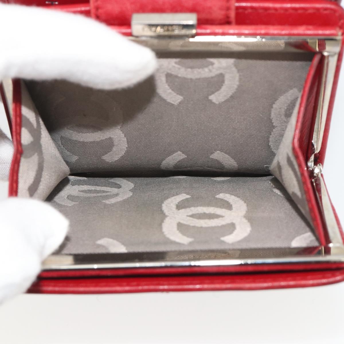 CHANEL Matelasse Long Wallet Lamb Skin Red Silver CC Auth bs36032 - Jerrillo image 8