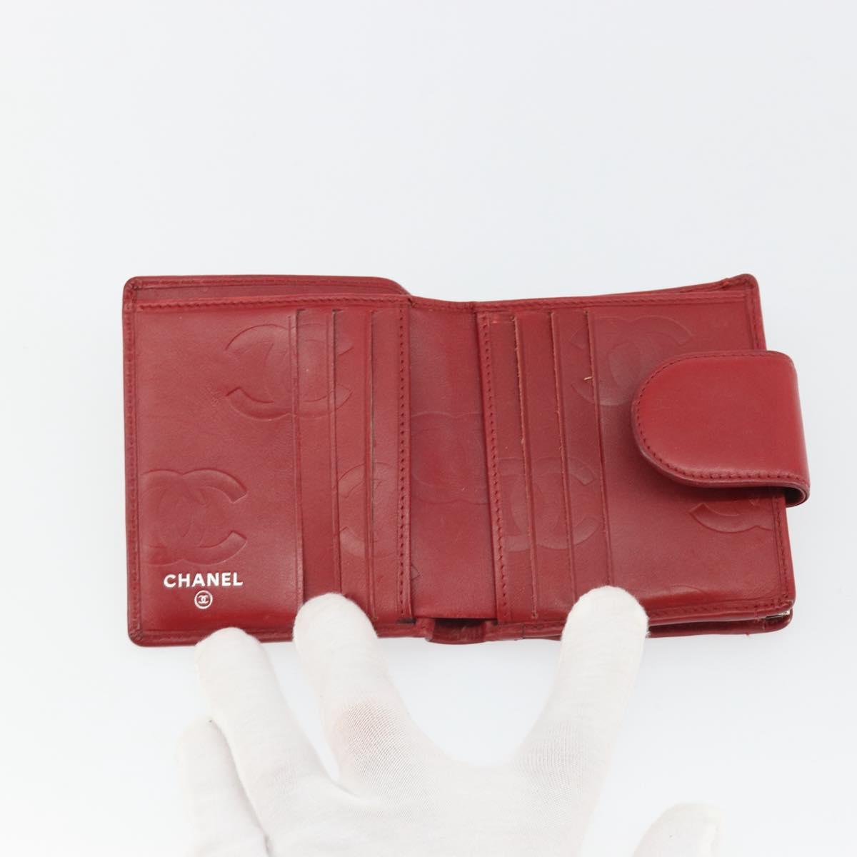 CHANEL Matelasse Long Wallet Lamb Skin Red Silver CC Auth bs36032 - Jerrillo image 9