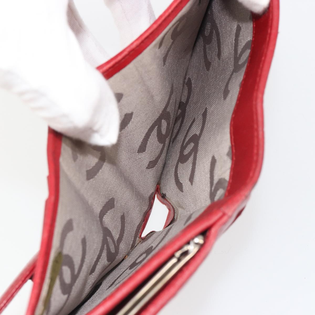 CHANEL Matelasse Long Wallet Lamb Skin Red Silver CC Auth bs36032 - Jerrillo image 10