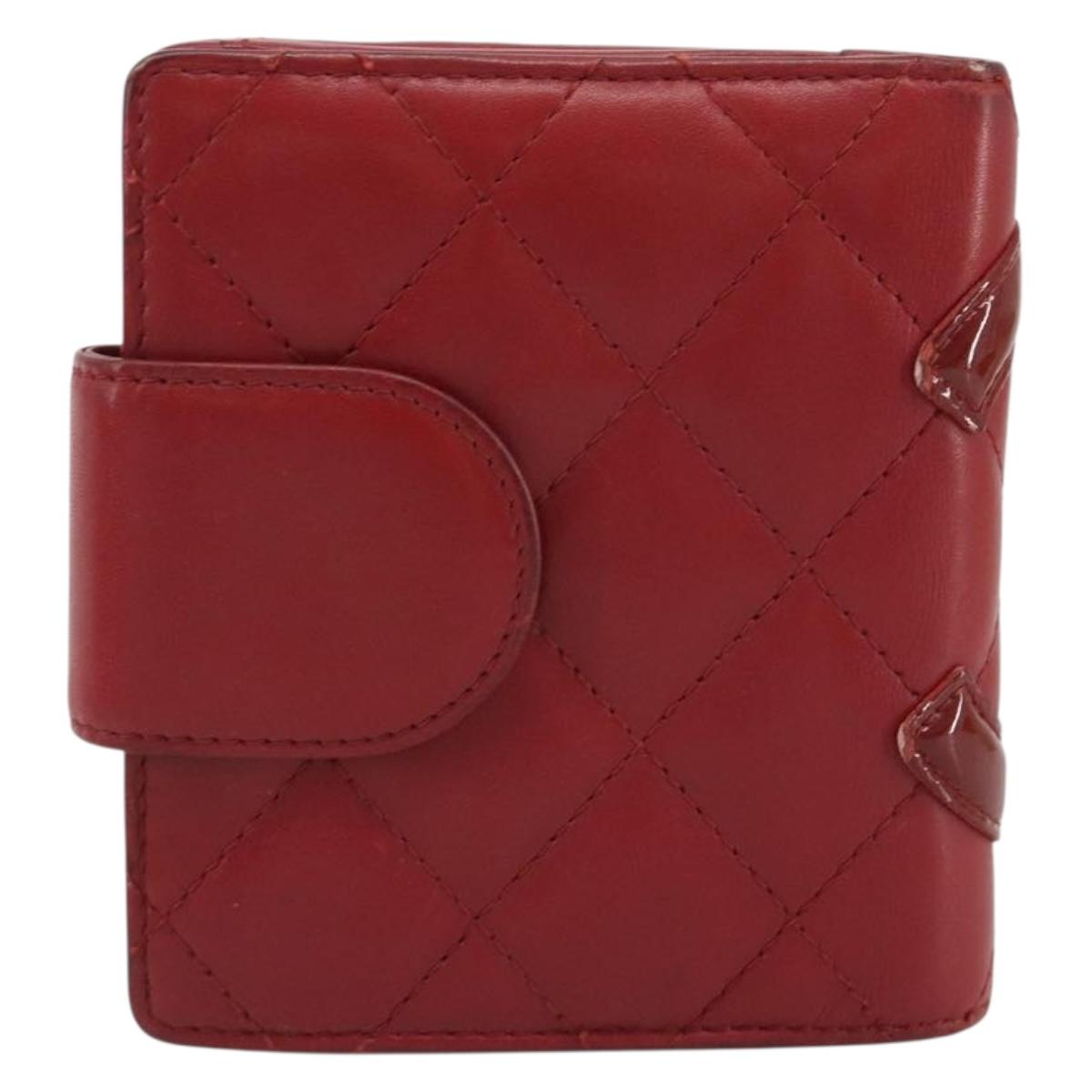 CHANEL Matelasse Long Wallet Lamb Skin Red Silver CC Auth bs36032 - Jerrillo image 2