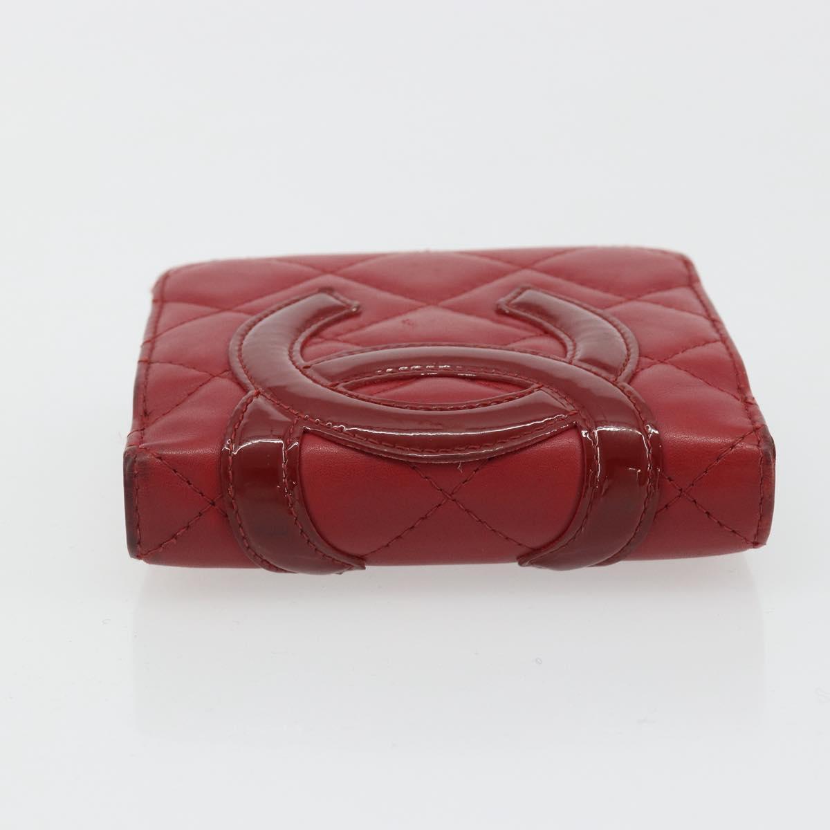 CHANEL Matelasse Long Wallet Lamb Skin Red Silver CC Auth bs36032 - Jerrillo image 4