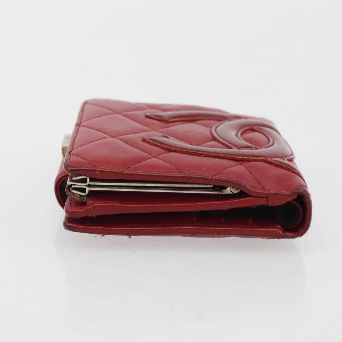 CHANEL Matelasse Long Wallet Lamb Skin Red Silver CC Auth bs36032 - Jerrillo image 5