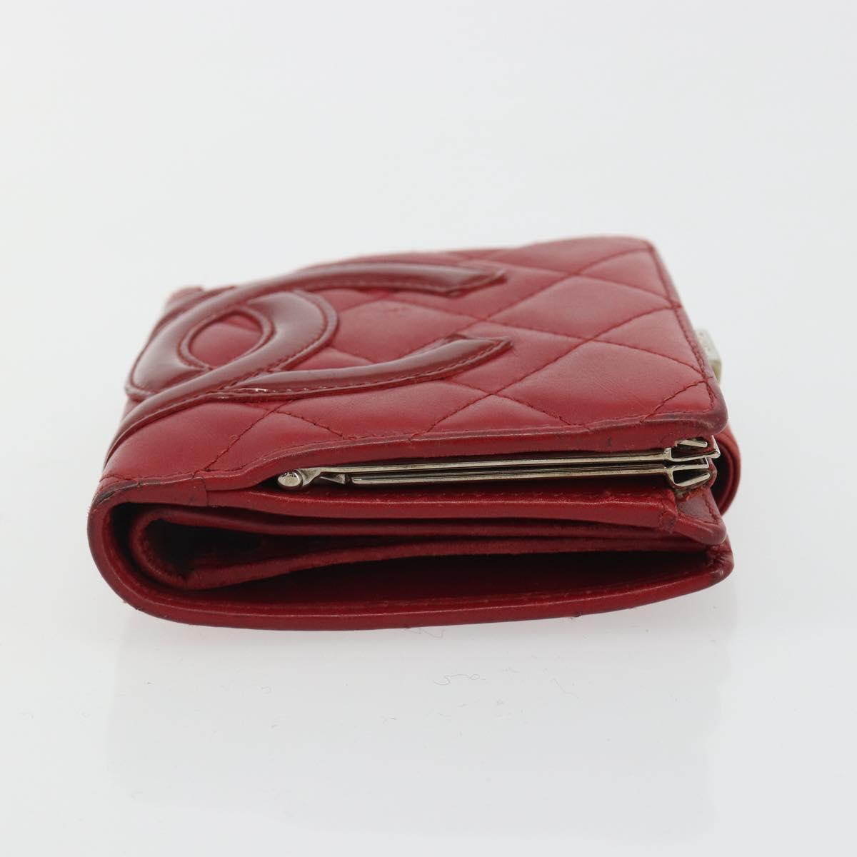 CHANEL Matelasse Long Wallet Lamb Skin Red Silver CC Auth bs36032 - Jerrillo image 6