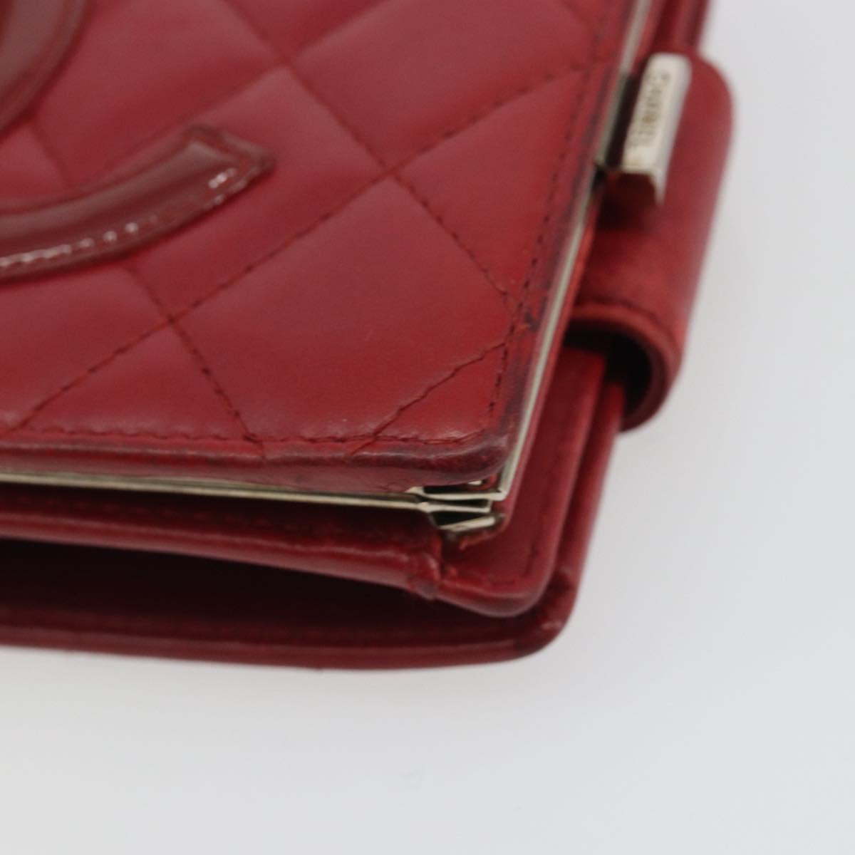 CHANEL Matelasse Long Wallet Lamb Skin Red Silver CC Auth bs36032 - Jerrillo image 7