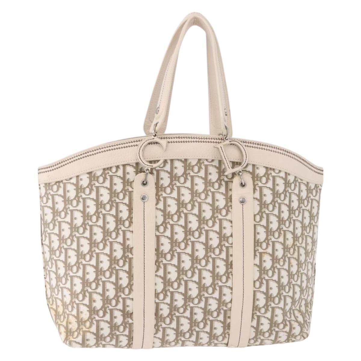Christian Dior Trotter Canvas Hand Bag Beige Silver Auth bs36071 - Jerrillo image 3