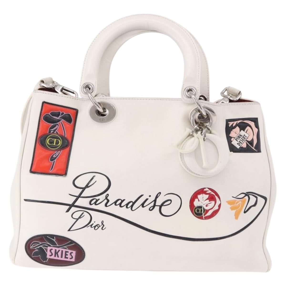 Christian Dior Hand Bag Leather 2way White Silver Auth bs36072V - Jerrillo image 2
