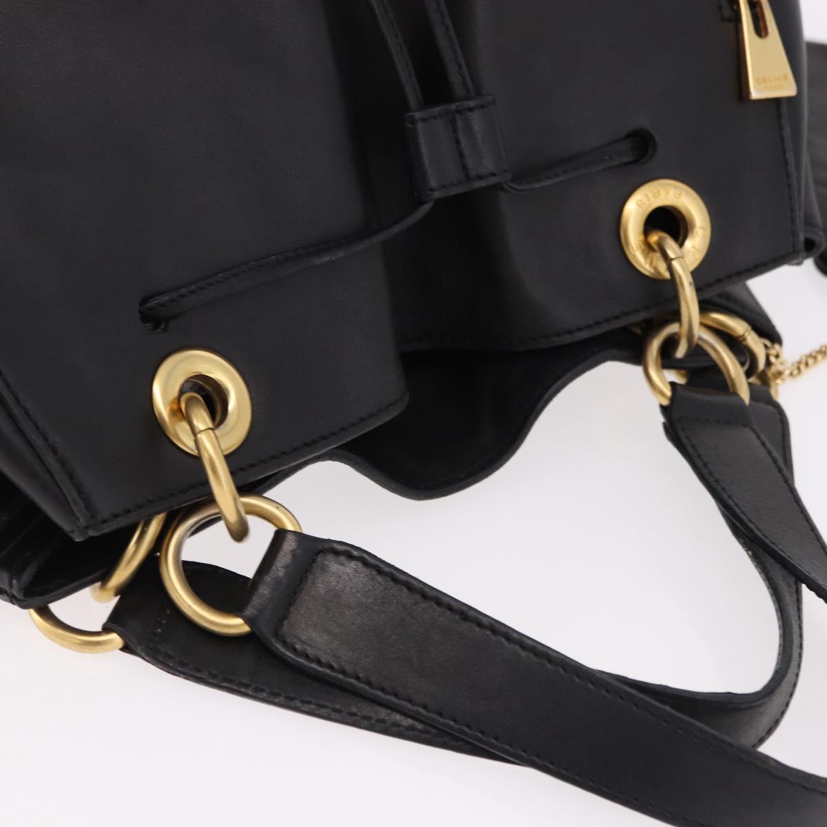CELINE Hand Bag Leather Black Gold Auth bs36094V - Jerrillo image 6