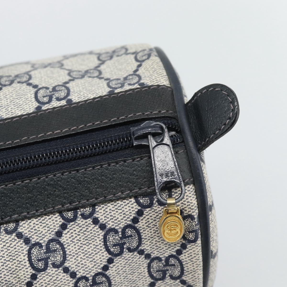 GUCCI GG Supreme Sherry Line Boston Bag PVC Navy Gold 012 3842 39 Auth bs36096 - Jerrillo image 9