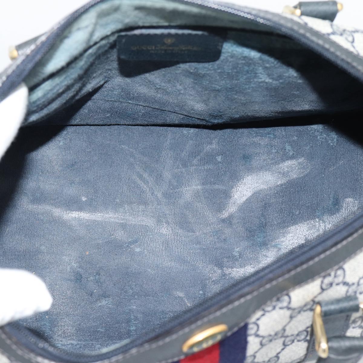 GUCCI GG Supreme Sherry Line Boston Bag PVC Navy Gold 012 3842 39 Auth bs36096 - Jerrillo image 10