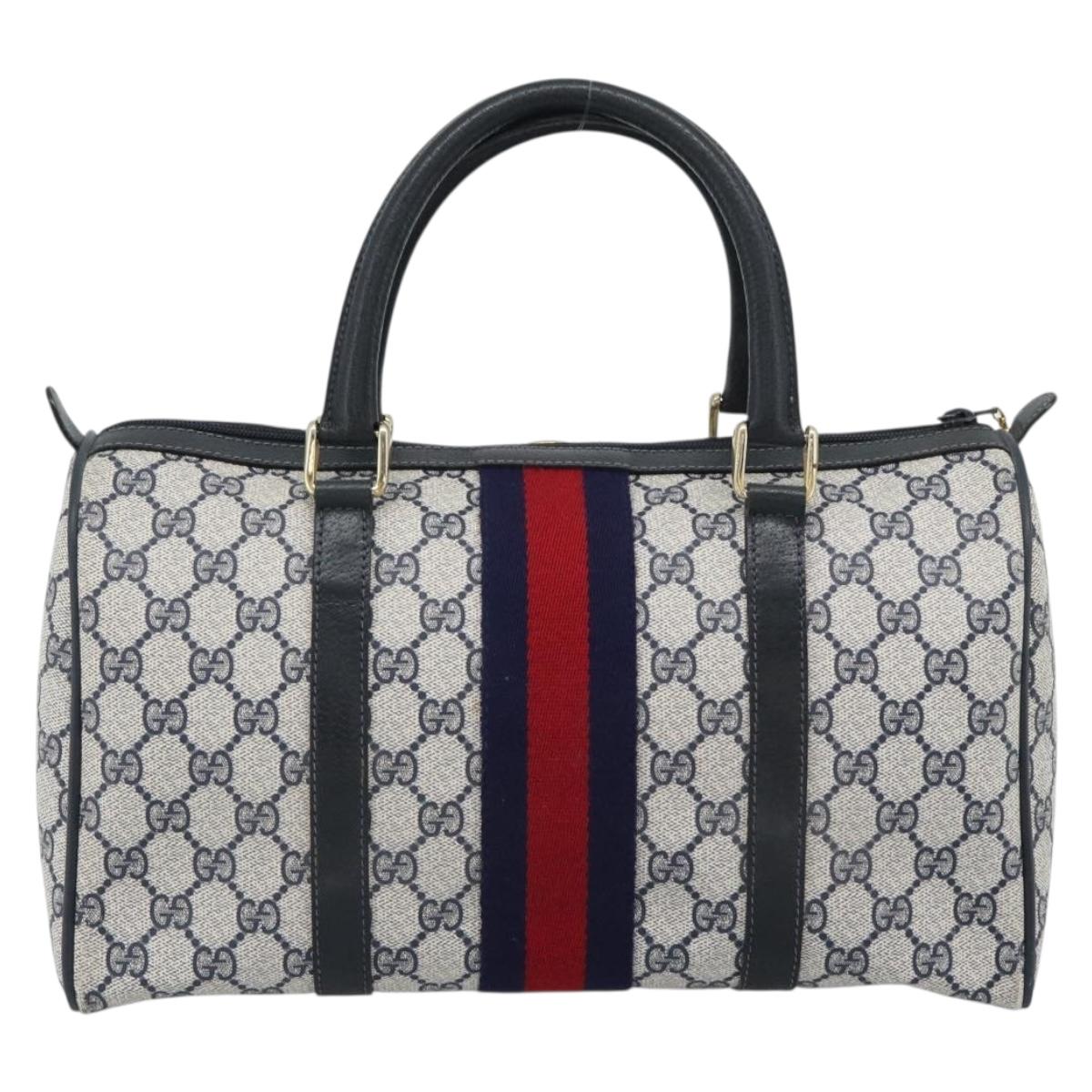GUCCI GG Supreme Sherry Line Boston Bag PVC Navy Gold 012 3842 39 Auth bs36096 - Jerrillo image 2