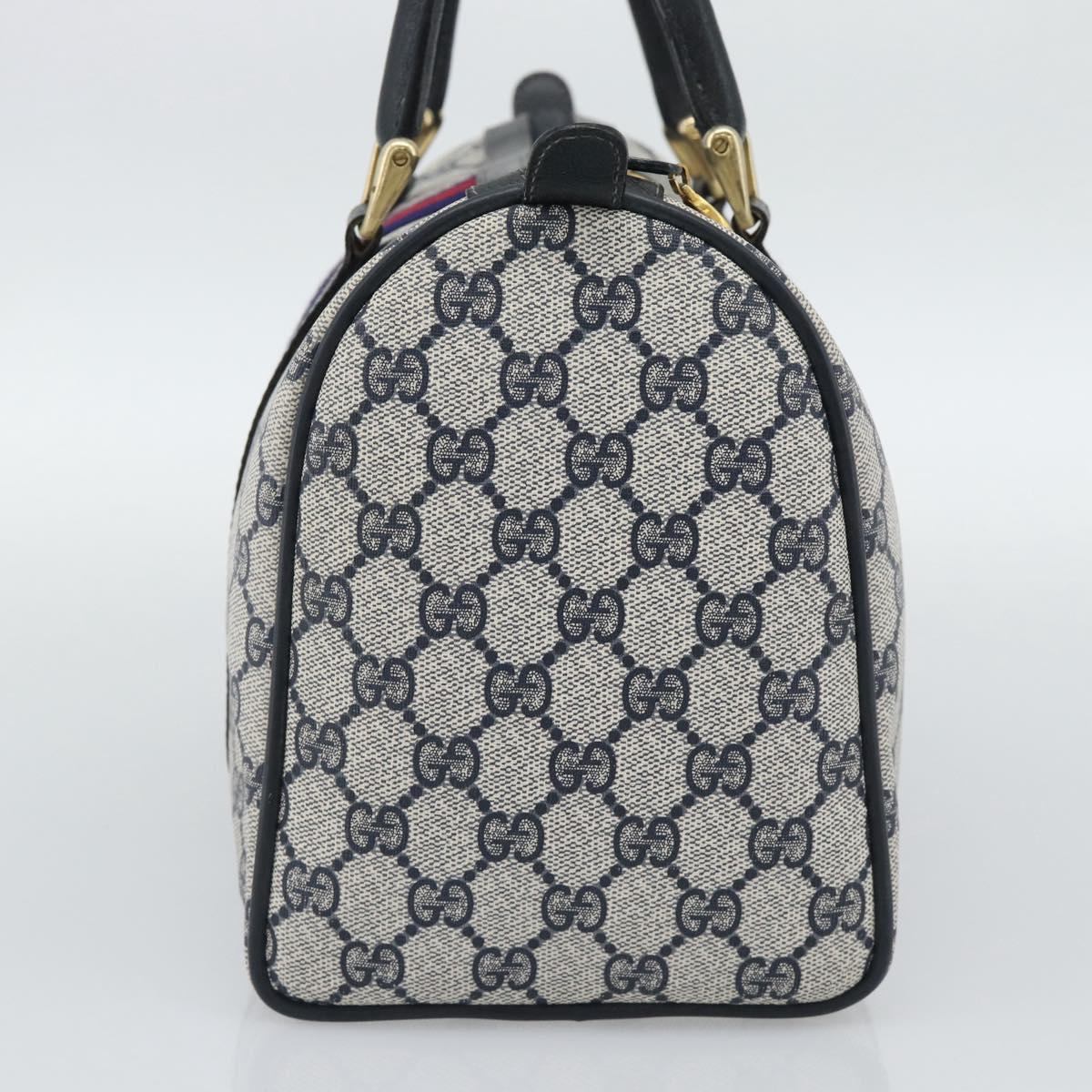 GUCCI GG Supreme Sherry Line Boston Bag PVC Navy Gold 012 3842 39 Auth bs36096 - Jerrillo image 3