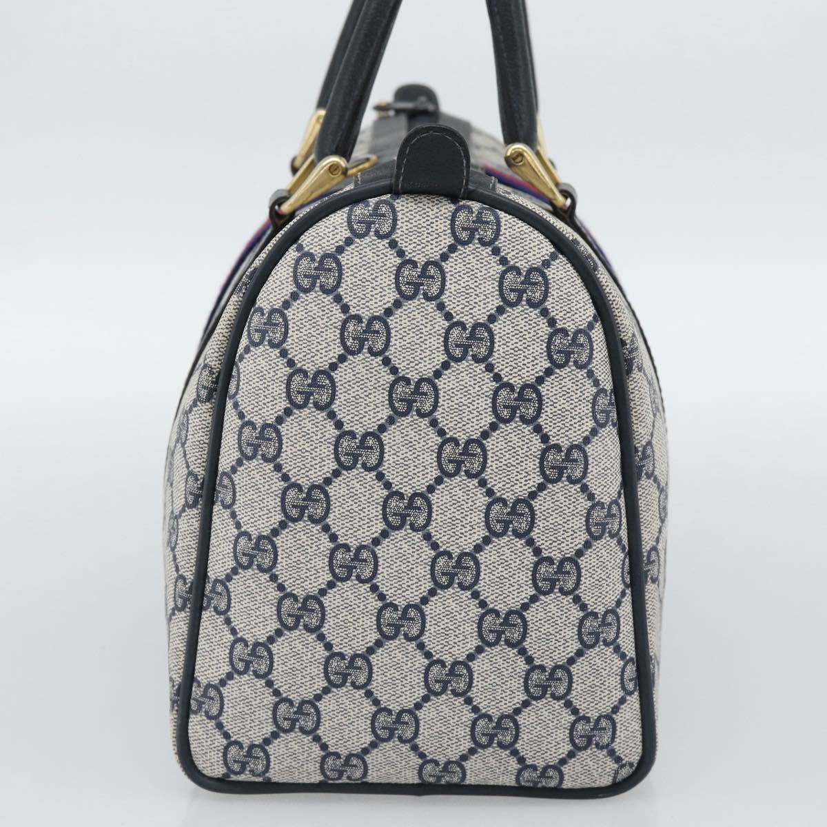 GUCCI GG Supreme Sherry Line Boston Bag PVC Navy Gold 012 3842 39 Auth bs36096 - Jerrillo image 4