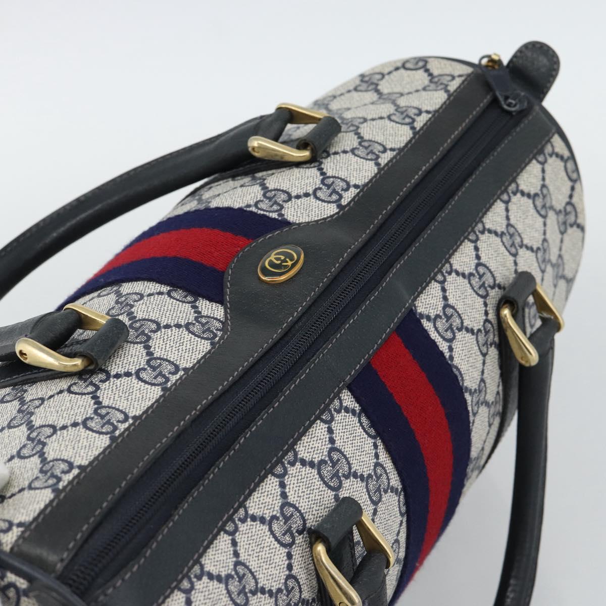 GUCCI GG Supreme Sherry Line Boston Bag PVC Navy Gold 012 3842 39 Auth bs36096 - Jerrillo image 6