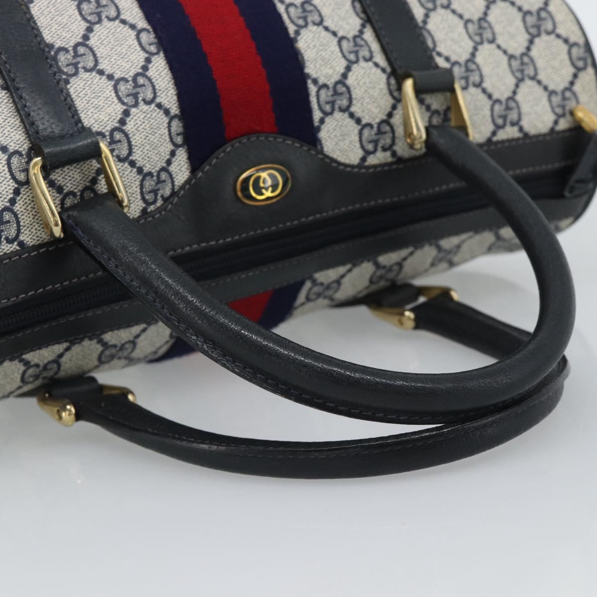 GUCCI GG Supreme Sherry Line Boston Bag PVC Navy Gold 012 3842 39 Auth bs36096 - Jerrillo image 7