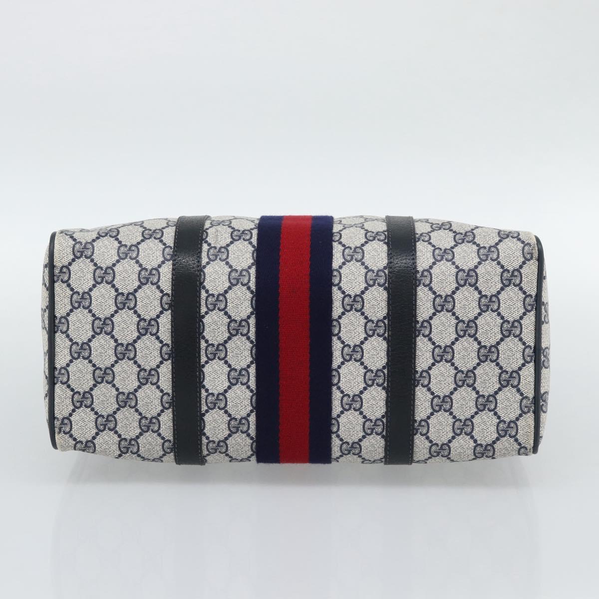 GUCCI GG Supreme Sherry Line Boston Bag PVC Navy Gold 012 3842 39 Auth bs36096 - Jerrillo image 5