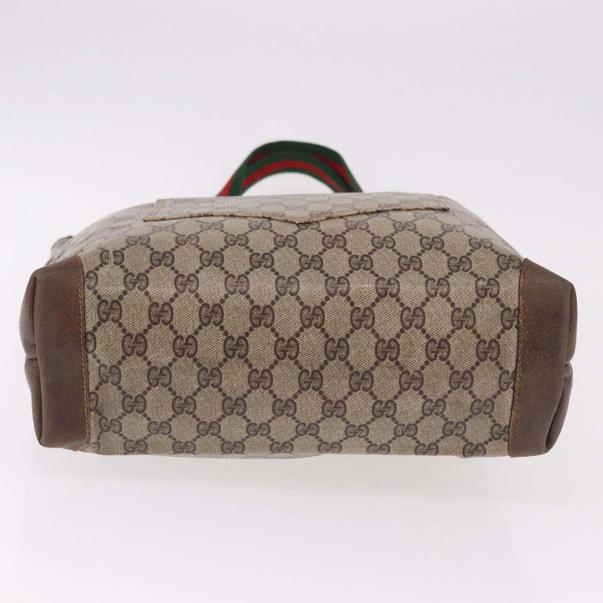 GUCCI GG Supreme Web Sherry Line Tote Bag PVC Leather Beige Auth bs36101 - Jerrillo image 6