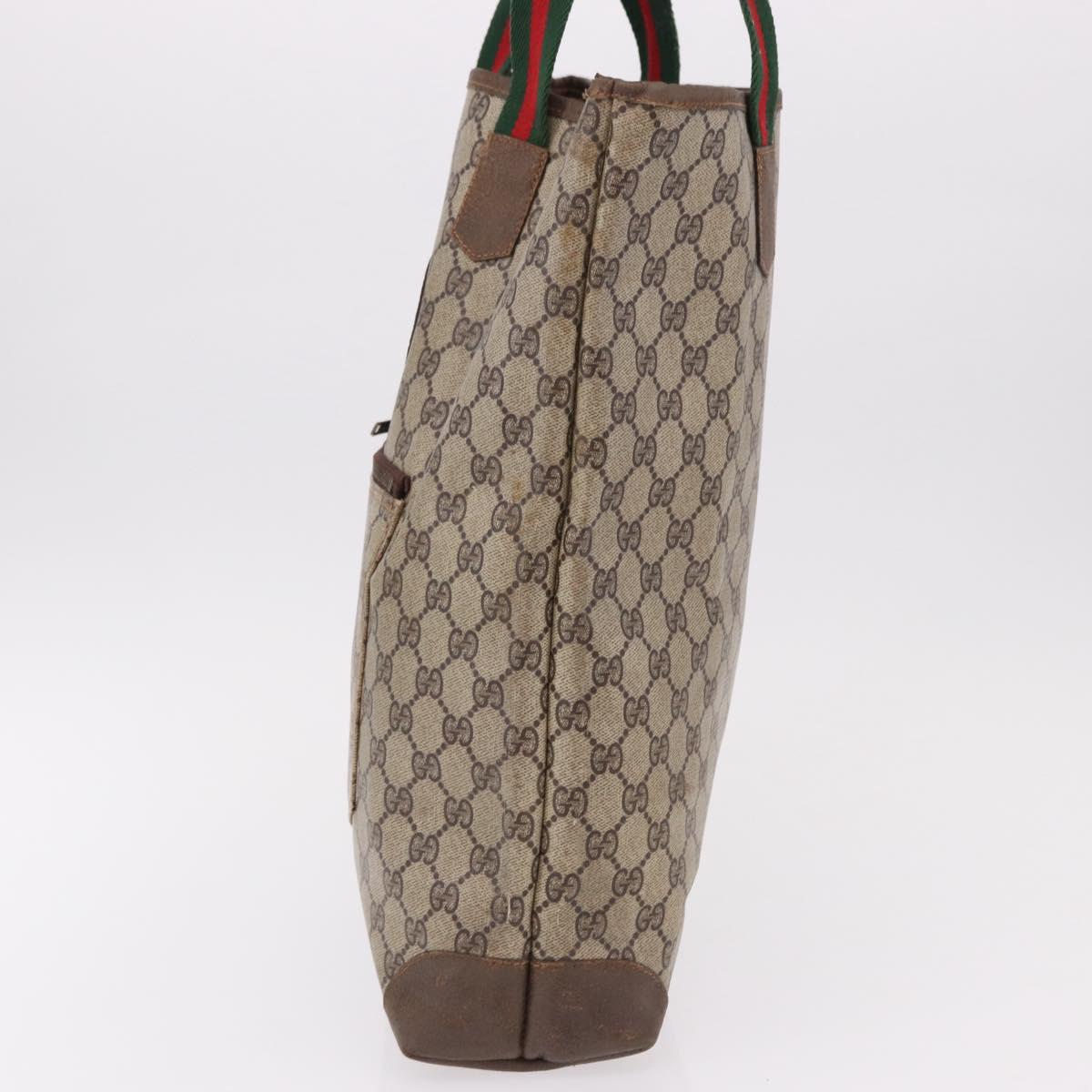 GUCCI GG Supreme Web Sherry Line Tote Bag PVC Leather Beige Auth bs36101 - Jerrillo image 3