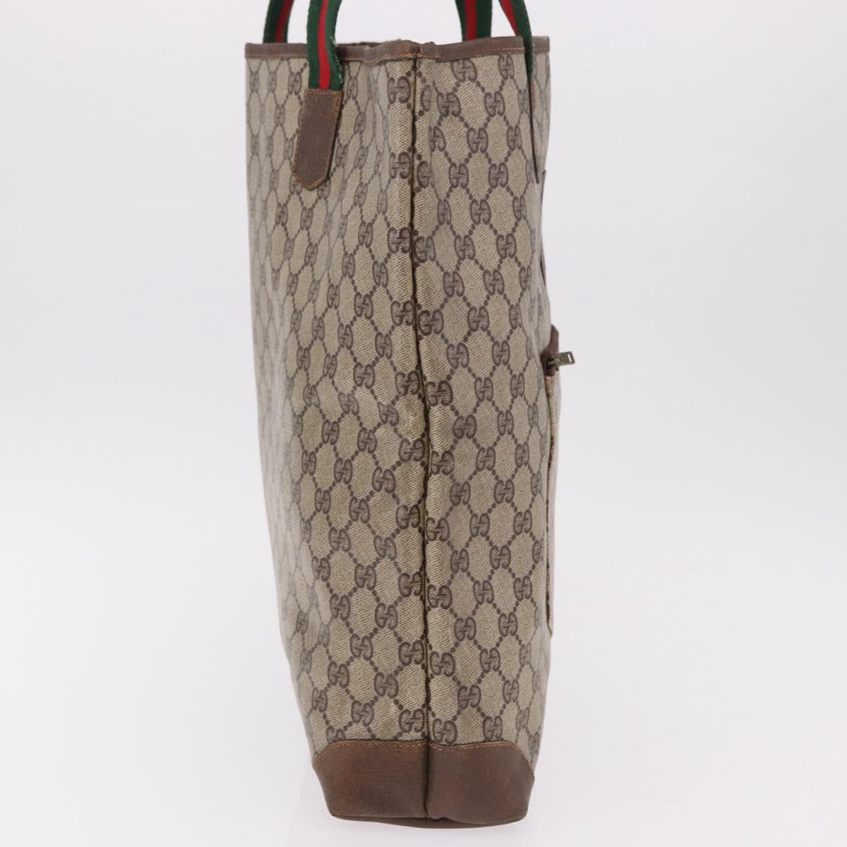 GUCCI GG Supreme Web Sherry Line Tote Bag PVC Leather Beige Auth bs36101 - Jerrillo image 5