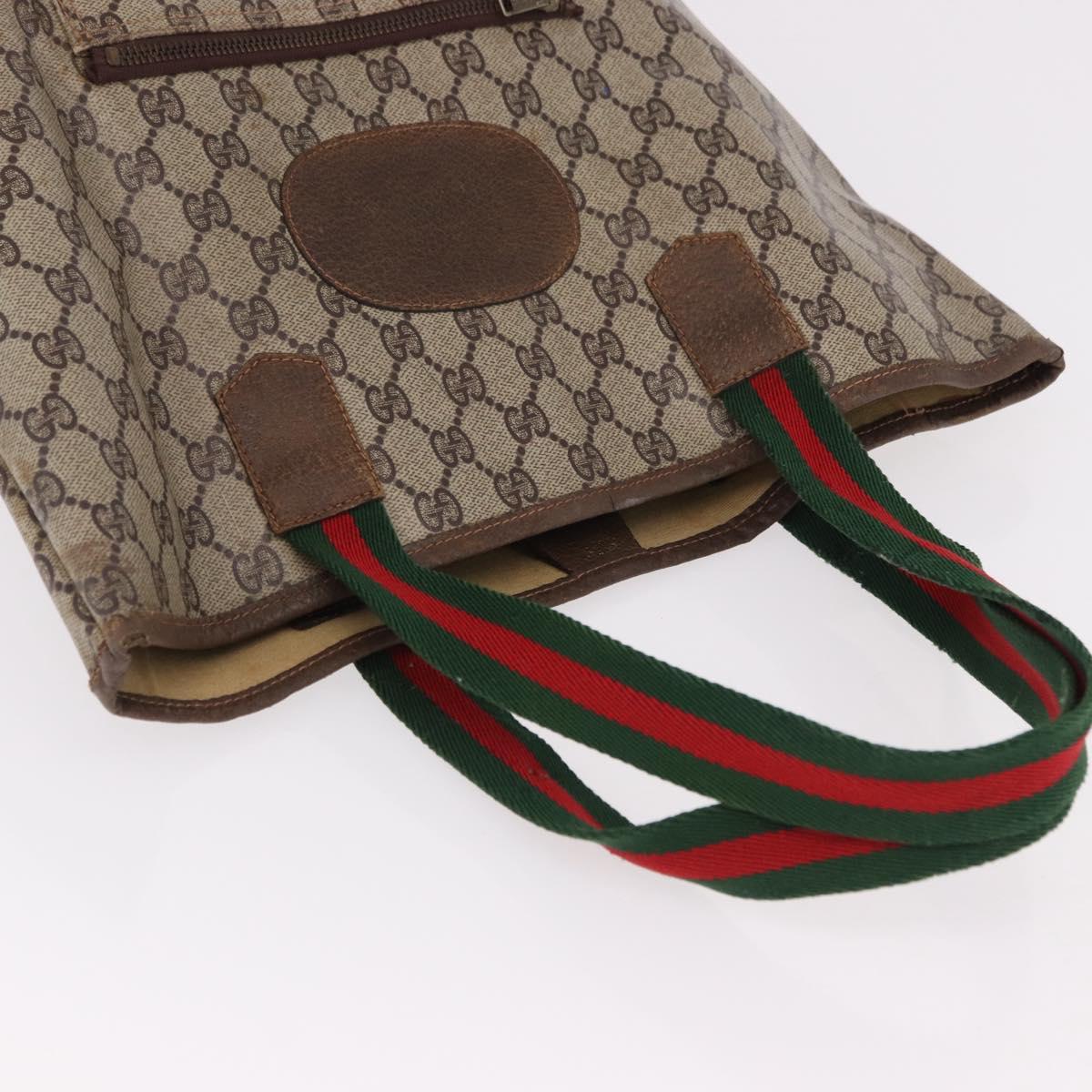 GUCCI GG Supreme Web Sherry Line Tote Bag PVC Leather Beige Auth bs36101 - Jerrillo image 7