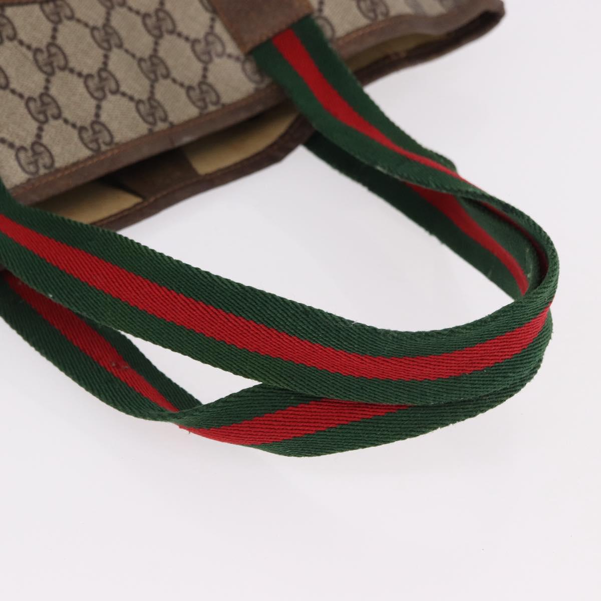 GUCCI GG Supreme Web Sherry Line Tote Bag PVC Leather Beige Auth bs36101 - Jerrillo image 8
