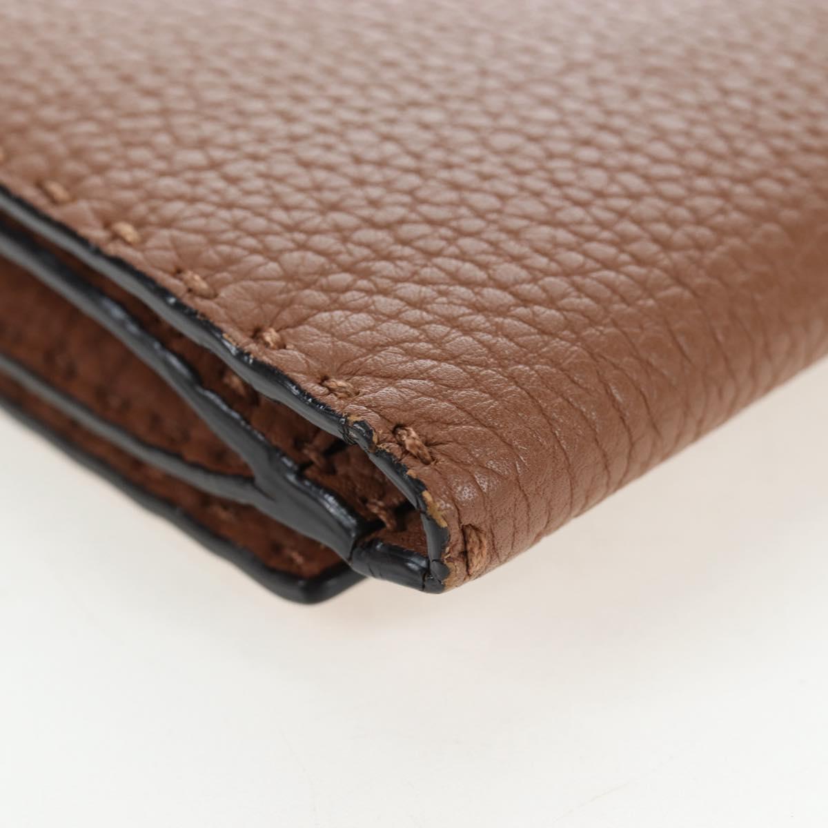 FENDI Seleria Peek A Boo Long Wallet Leather Brown Silver Auth bs36174A - Jerrillo image 10