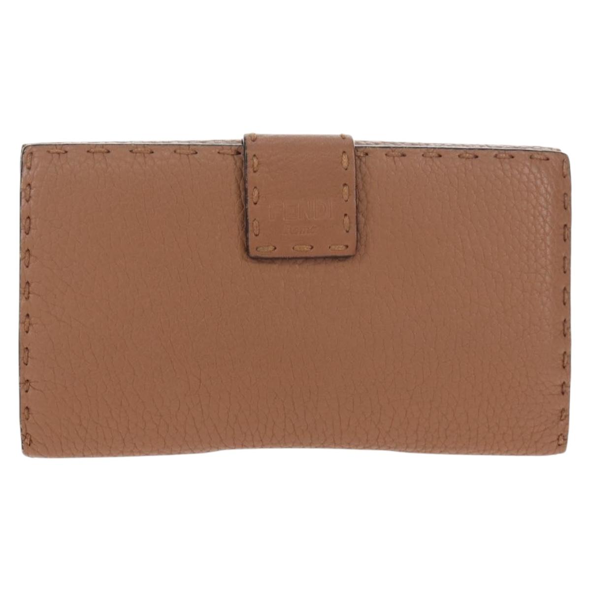 FENDI Seleria Peek A Boo Long Wallet Leather Brown Silver Auth bs36174A - Jerrillo image 3