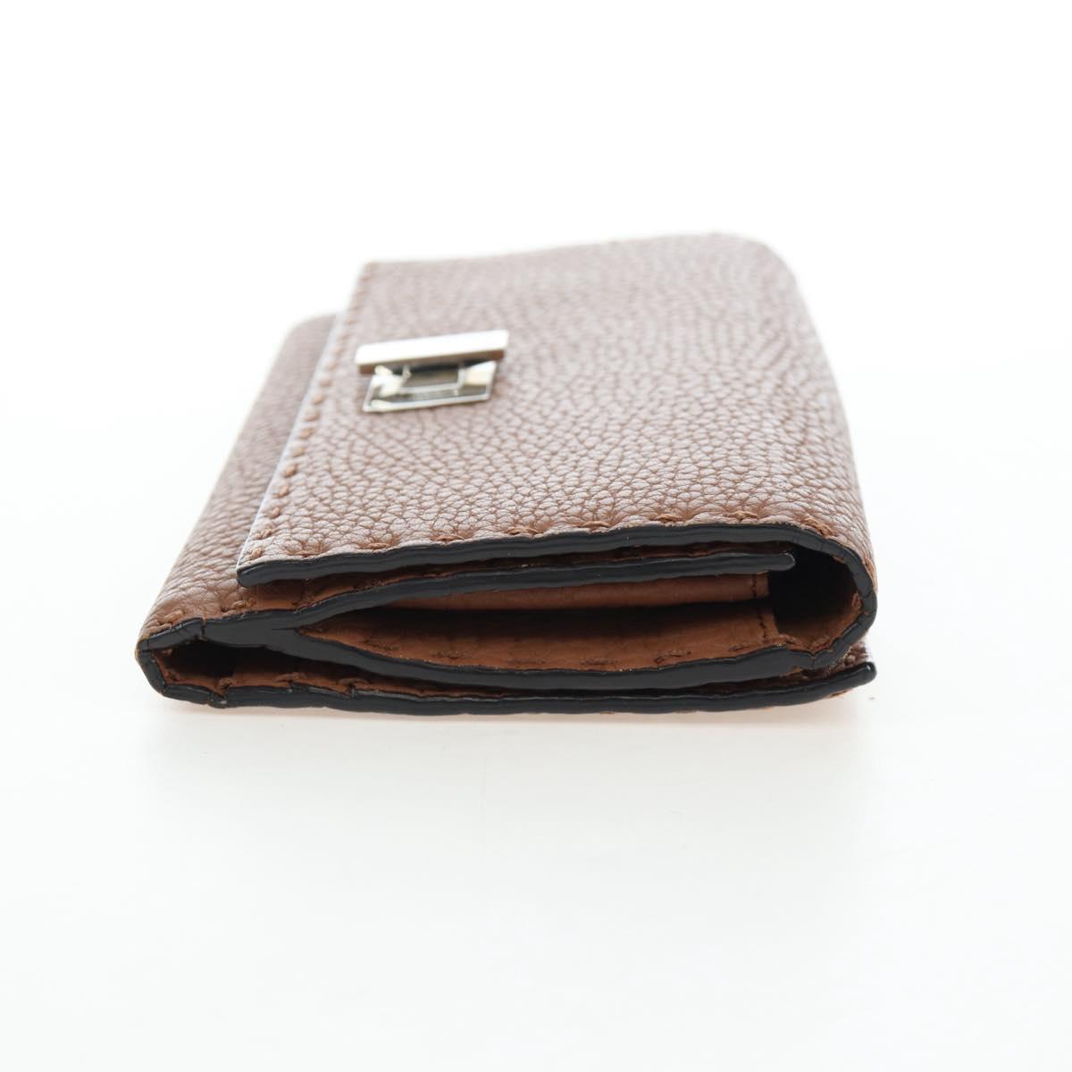 FENDI Seleria Peek A Boo Long Wallet Leather Brown Silver Auth bs36174A - Jerrillo image 5